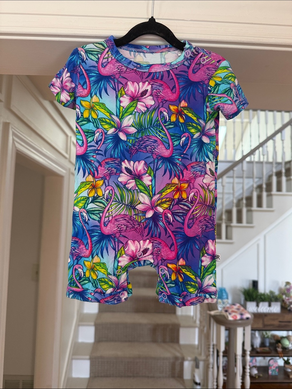 Bums & Roses Neon Flamingo Romper
